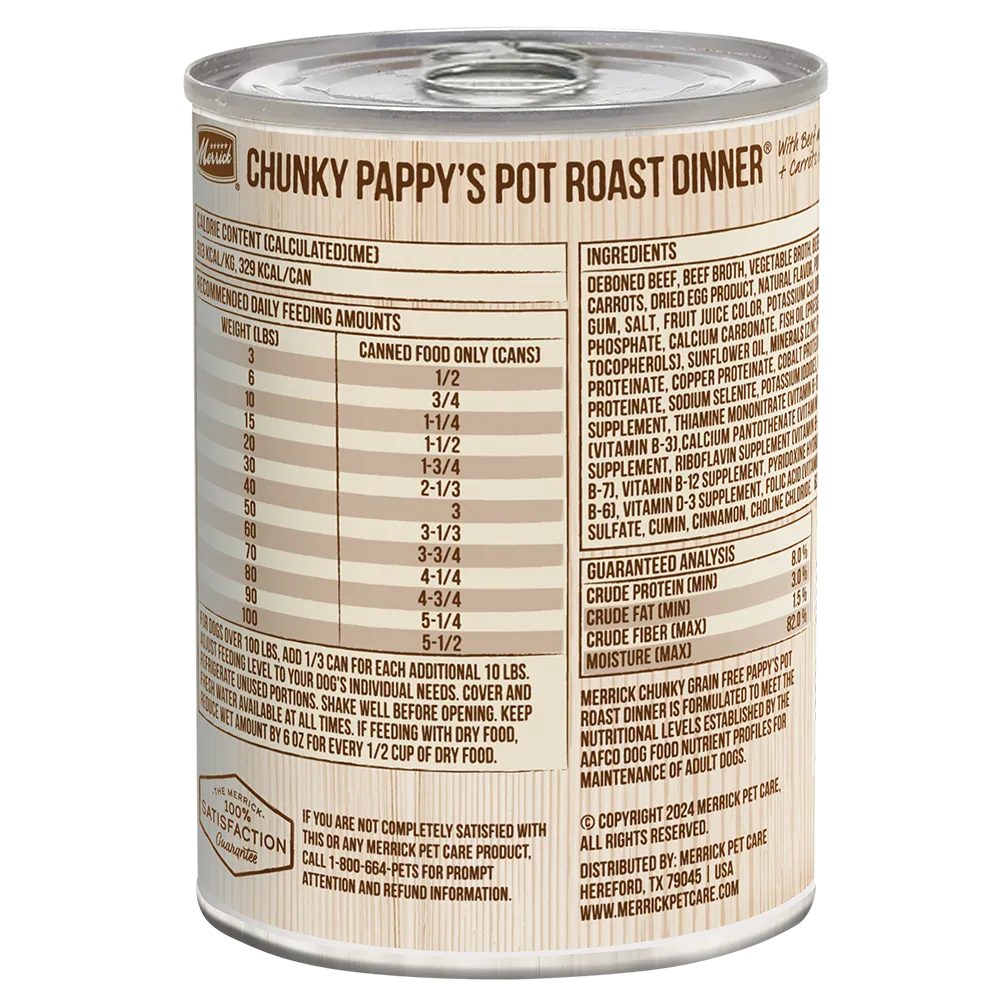 Merrick - Chunky Grain Free Pappy's Pot Roast Dinner in Gravy