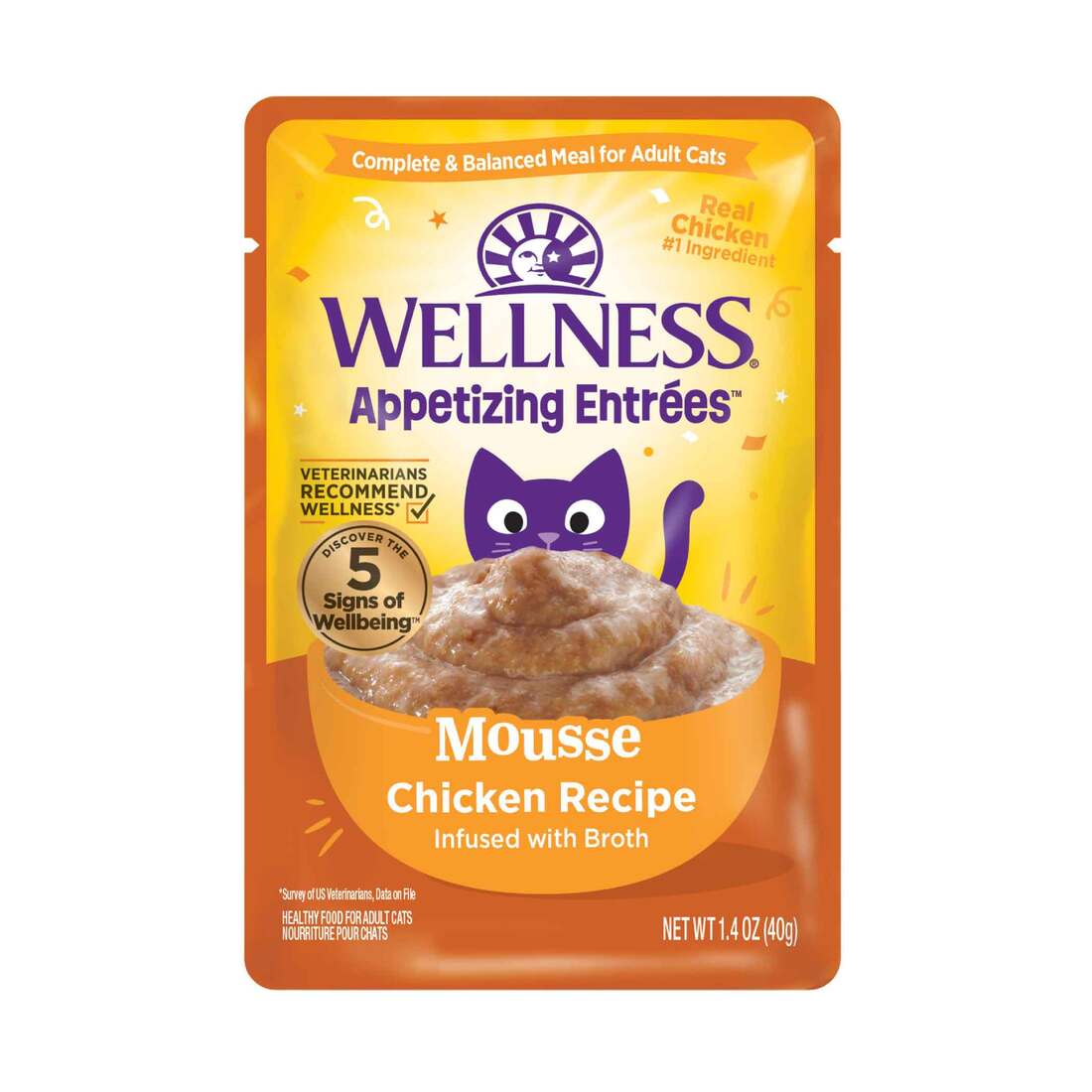 Wellness® Appetizing Entrées™ Mousse Chicken Recipe Infused with Broth Natural Wet Cat Food, 1.4 oz.
