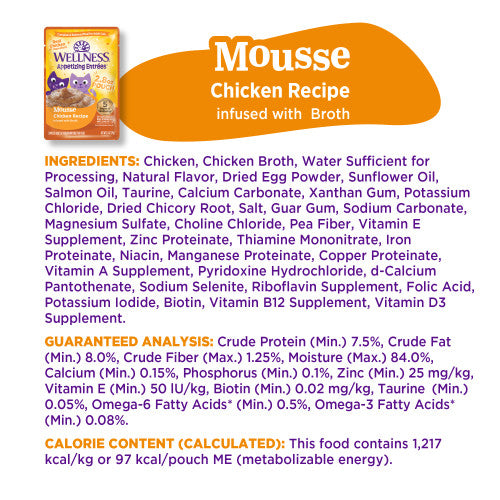 Wellness® Appetizing Entrées™ Mousse Chicken Recipe Infused with Broth Natural Wet Cat Food, 1.4 oz.