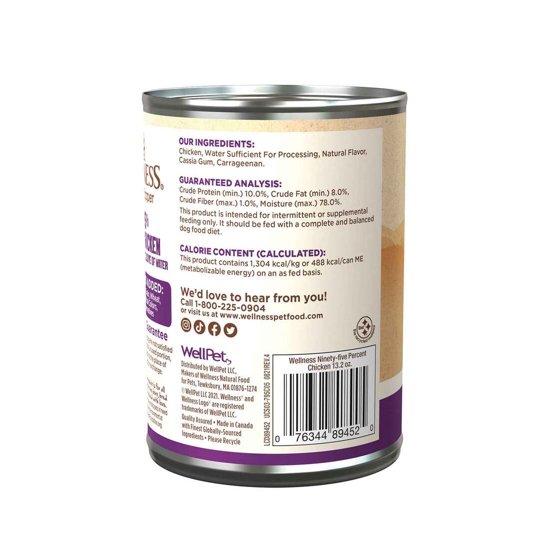 Wellness® 95% Chicken Natural Wet Grain Free Canned Dog Food, 13.2-Ounce Can