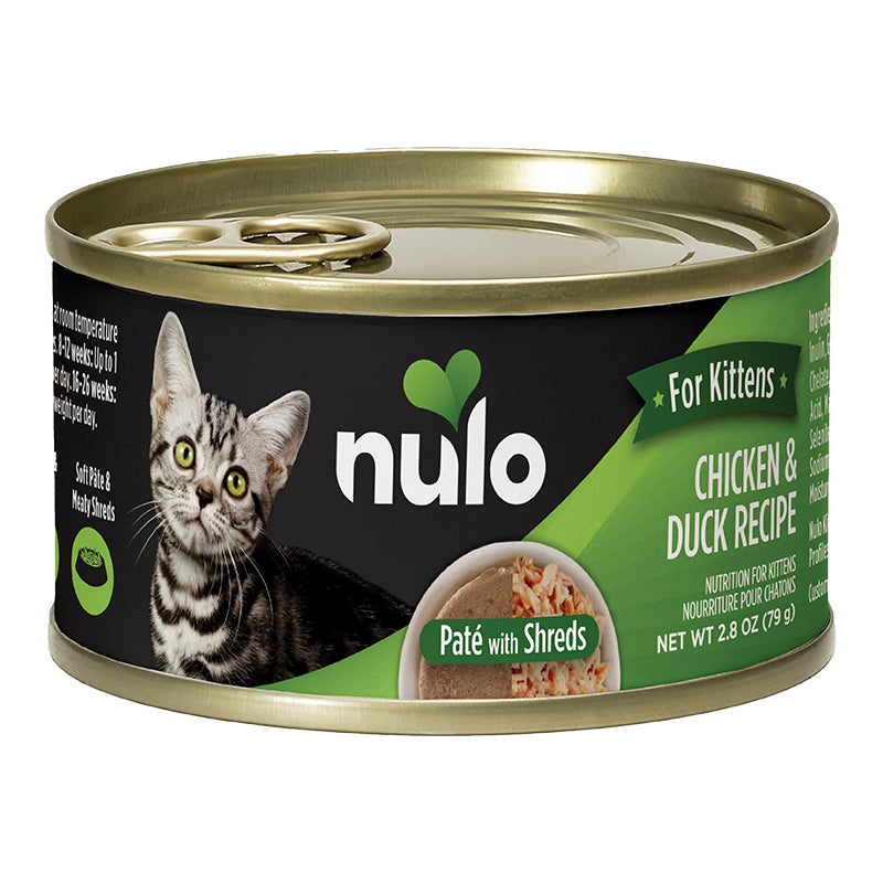 Nulo for Kittens Wet Cat Food - Chicken and Duck Receipe Natural, Pate with Shreds, 2.8oz