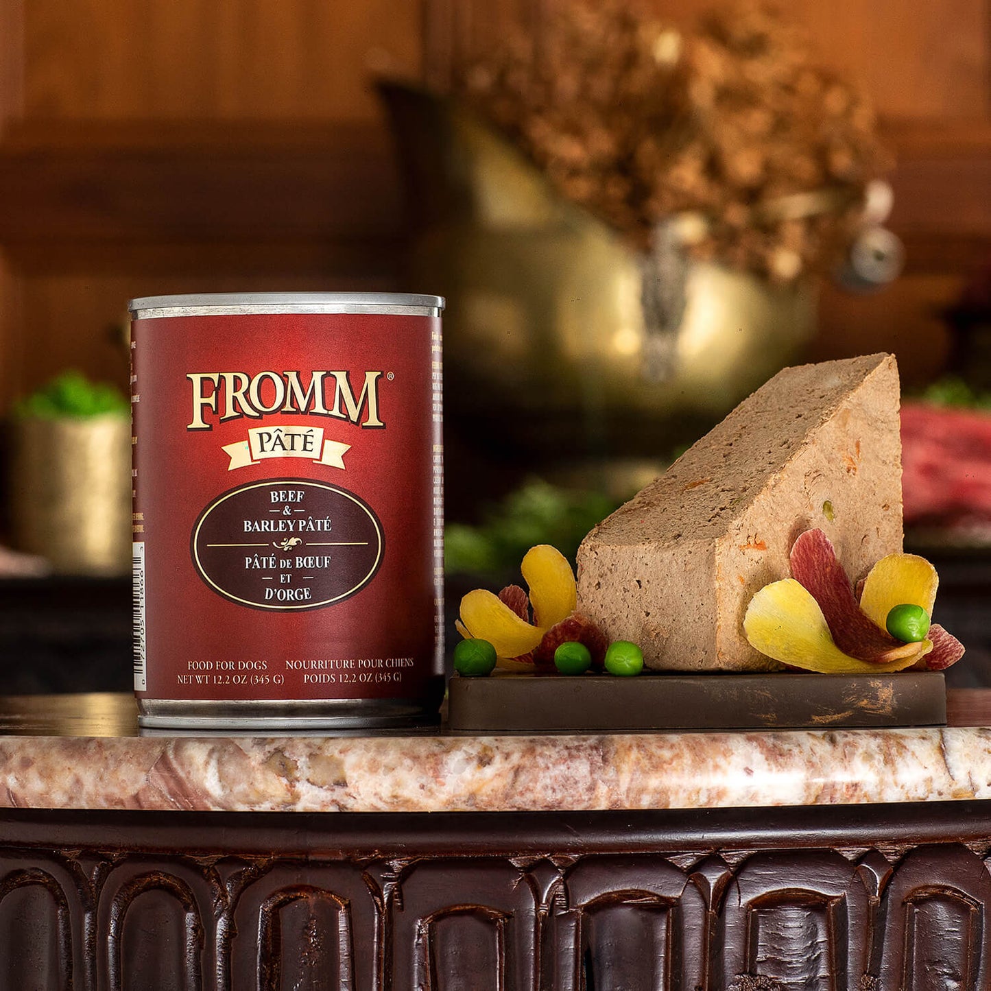 Fromm® Beef & Barley Pate Finely minced beef cooked in broth with barley, potatoes, and carrots